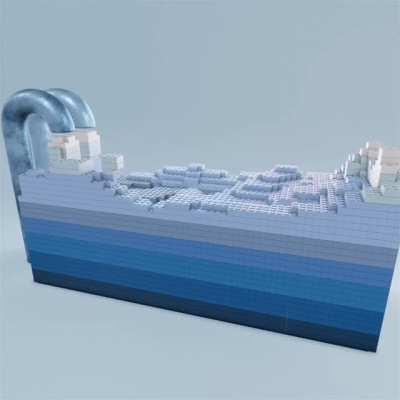 Very low water simulation made in Blender