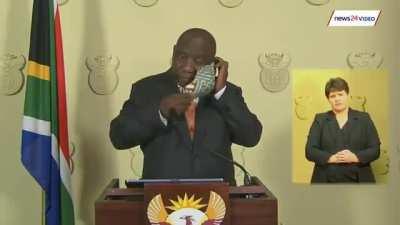 Our president struggling to put a face mask on after announcing our first lockdown it was even worse witnessing this when it was live