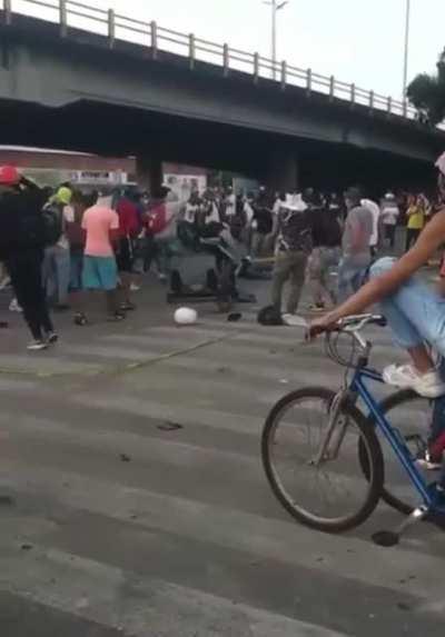 HMFT after a riot against a traffic light in Colombia