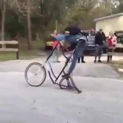 Going on a ramp with a bicycle that is too tall