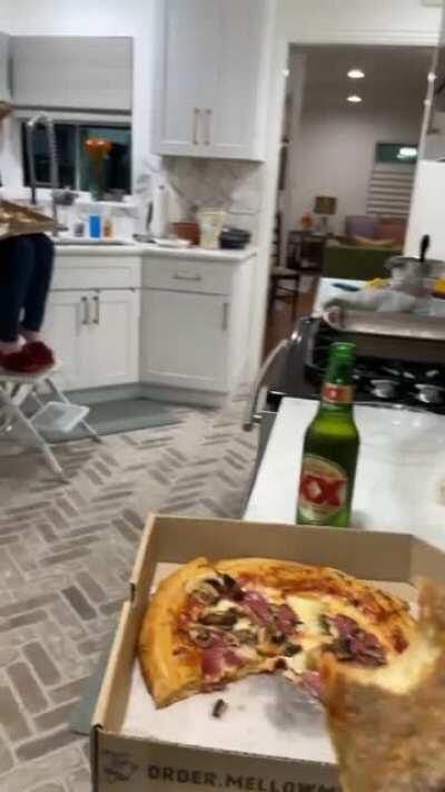 My wife just hanging out before baking pies for Thanksgiving.