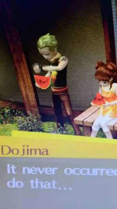 What the heck is kanji putting on his melon