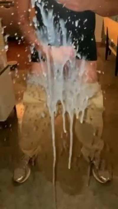 Shooting cum at the mirror