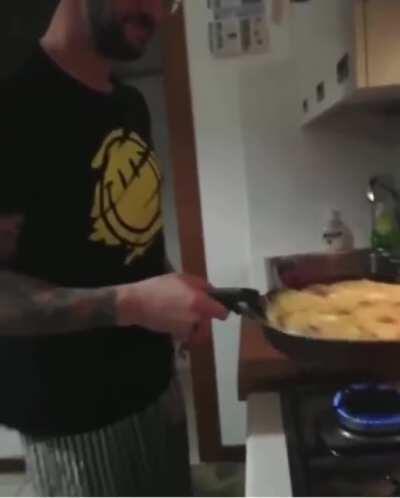 Flipping pasta