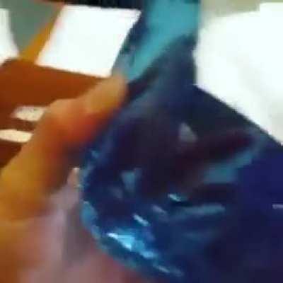 Alexandrite glass, changes color according to the light...