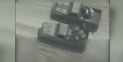 Saudi Air Force bombs two Houthi logistical vehicles in Yemen near Midi