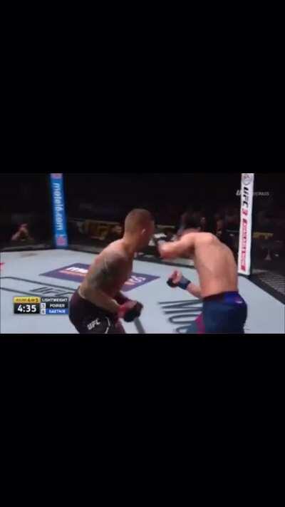 Dustin Poirier teaches Justin Gaethje the number one lesson when it comes to throwing naked leg kicks against a southpaw: Don't throw naked leg kicks against a southpaw
