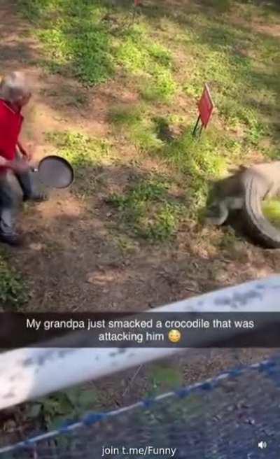 Grandpa smacked the crocs
