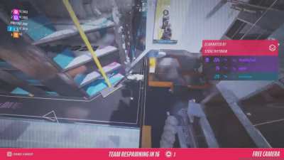 Man see rock destroy object, man happy