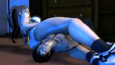 Chun Li using a dude to work out her massive muscular thighs (blueaurora3) [Street Fighter]