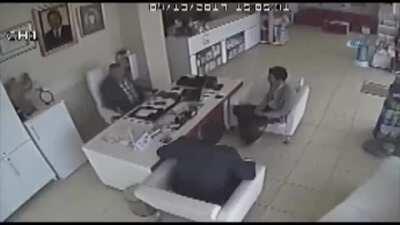 Imagine sitting in your office and a fucking Tire hits you in the face.