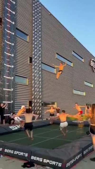 Just guys on a trampoline