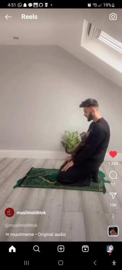 That kitty never runs out of energy! To bad it's during prayer time, lol!