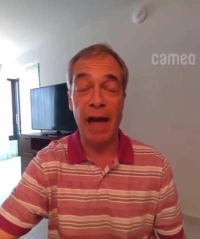 Former leader of the UK Brexit party Nigel Farage wishing bladee a happy birthday