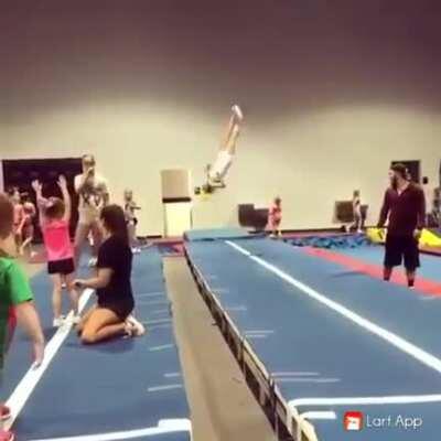 This girl's flips are definitely top talent