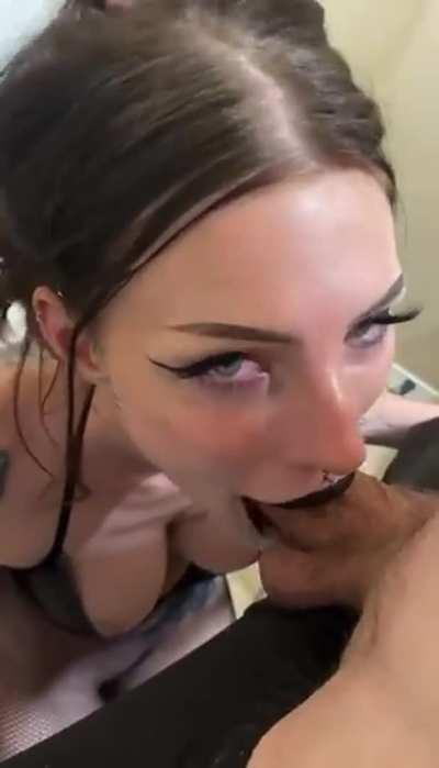 my goonbud was struggling to cum to the porn we had on.. so i lended him my sissy throat to use!