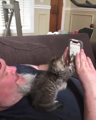 He's like wait I'm not done reading this!