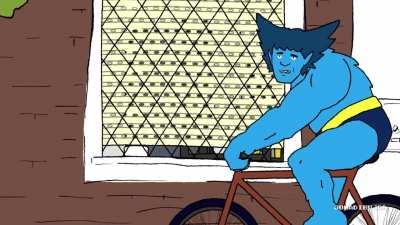 Guepardo y Bestia miran para arriba