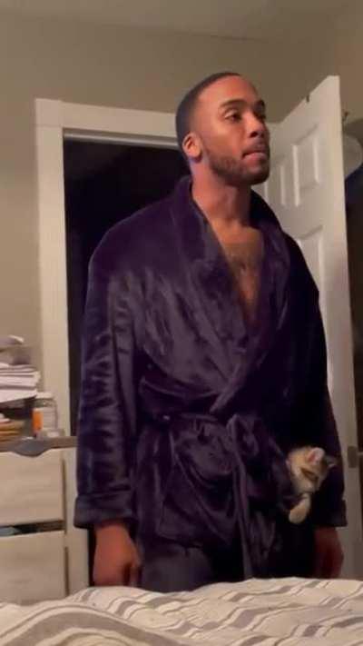 After saving the kitties he won't go anywhere without them anymore (OC)