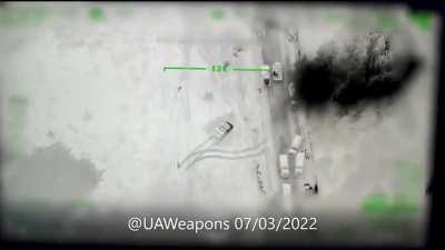 New Bayraktar footage from today. Goodbye Russian vehicles!