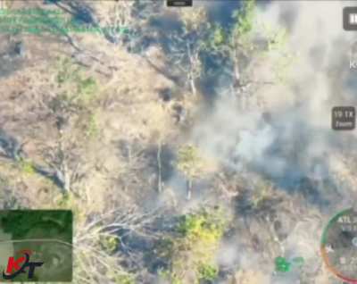 Myanmar military junta drones dropped 120mm bombs on Arakan Army (AA) positions and dugouts near Shaut Chaung village in Kyaukphyu Township, Rakhine State, on March 9, 2025.