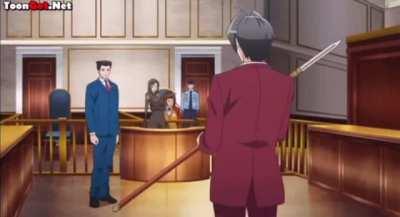 I was watching the ace attorney anime and this happened... what’s the implication of this scene exactly..? XD