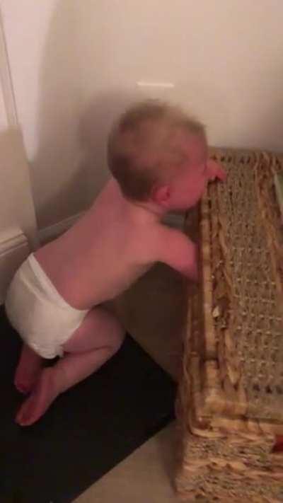 Heard him crying, came in to find this.