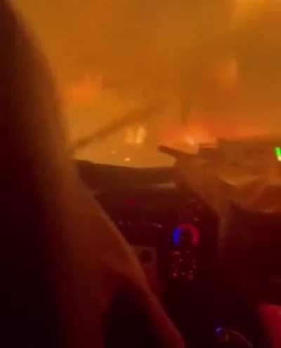 These french firefighters driving through fire.