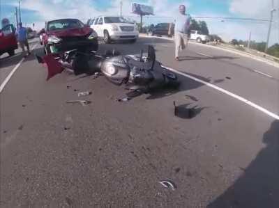 His helmet saved his life from this idiot.