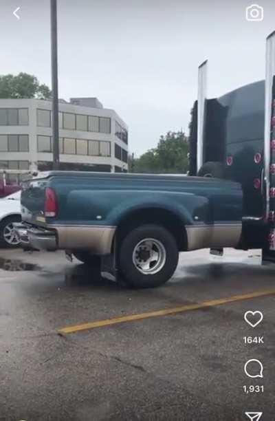 Keep on truckin in this semi sandwich