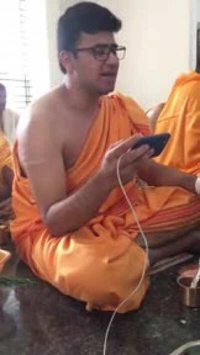 Bengaluru South MP Tejasvi Surya chanting Rudra mantra