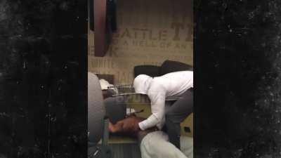 College Football Player hits teammate with a check hook twice