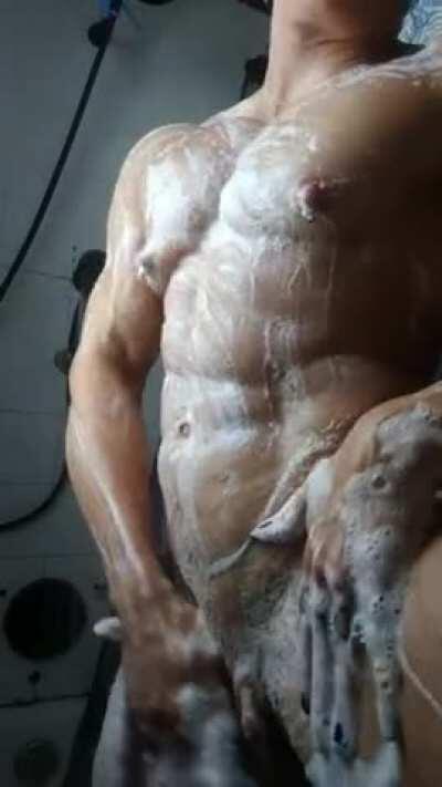 soaping up her perfect body