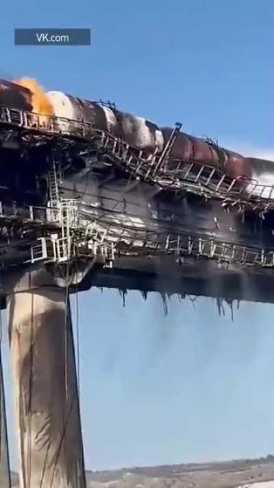 Another Video of the aftermath of the explosion at Crimea Bridge