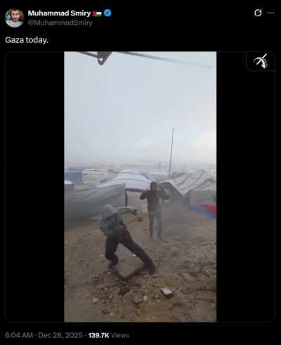 Israel is deliberately blocking winter and shelter aid. They’re still trying to destroy Palestinian life in Gaza, the genocide is not over.