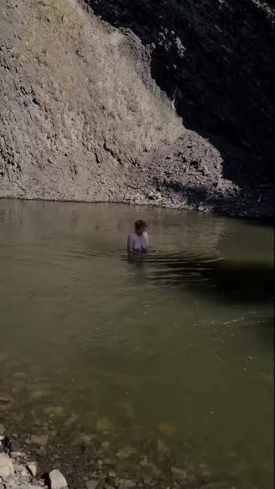 Dared to skinny dip in the Glacier River! It's clear that it's incredibly cold [f]