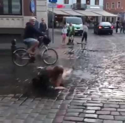 WCGW when you jump on some slippery ground