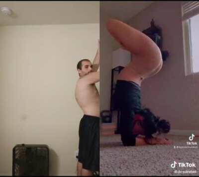 He is pole (penis) dancing 😳