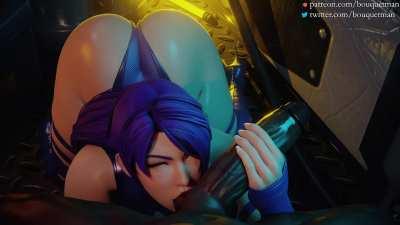 Psylocke sucking balls (bouquetman) [X-Men, Marvel]