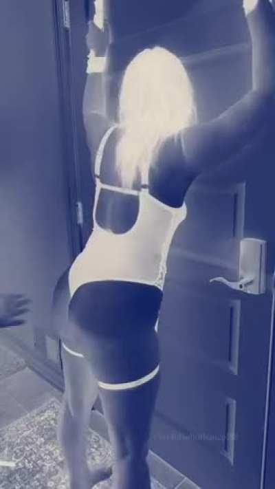 Wrists bound and receiving a warmup on my bratty booty before a hard spanking. [m] 35[f]