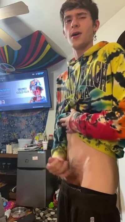 Teen gay boy shoots a load in his bedroom