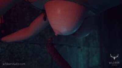 Lara Croft in a predicament with some tentacles (Wildeer Studio) [Tomb Raider]