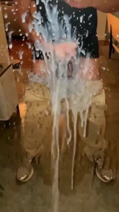 Shooting cum at the mirror