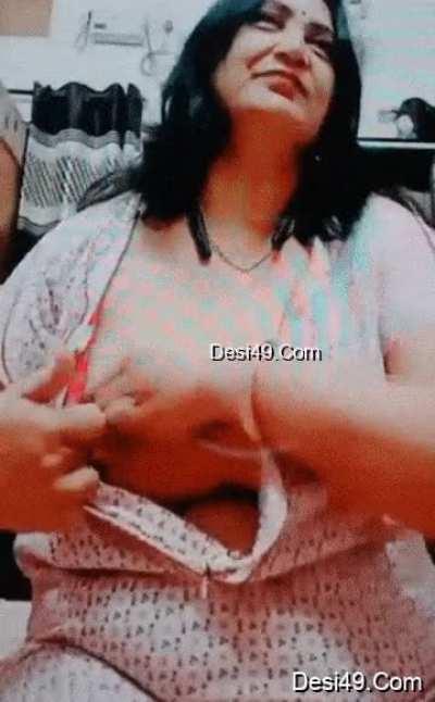 Desi milf mom stripping in front of camera Full video.. Link in comments