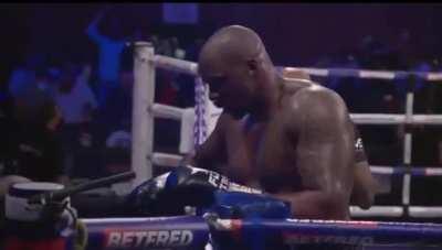 Boxer goes across ring to get his opponent a stool to sit on after he knocks him out.