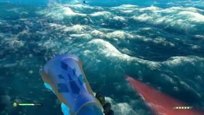 So we were messing with harpoons and a megalodon and our boat didn't like it