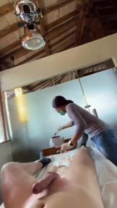 Best dream or worse nightmare? Cum from waxing, she barely touch his cock. 