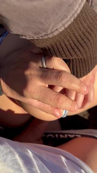 When fucking in a public place always panties to the side