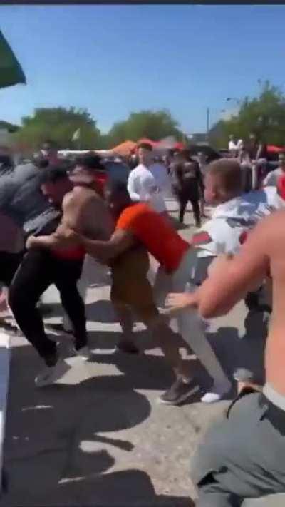 Cleveland Browns fans tussle with Houston Texans fans