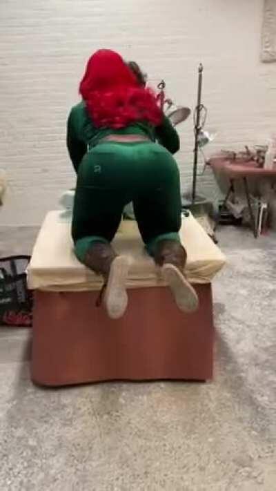 In position for her booty mold